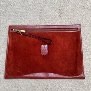 Vintage Mark Cross leather and suede envelope style bag.